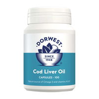 Dorwest Cod Liver Oil Capsules for Supplements Vitamins & Minerals treatment for Dogs and Cats